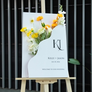 Unique and Elegant White PVC Foam Board Wedding Sign RYK070