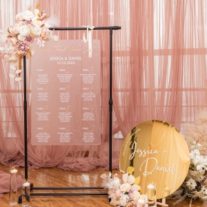 Acrylic Seating Chart with Frosted Finish and 3D Acrylic Letters for Weddings RYK076