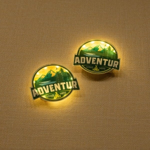 Custom Shaped illuminated Acrylic Brand Adventure Badges RFGTZ003