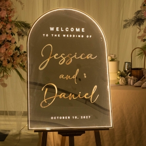 Personalized Text LED Arch Mirror Acrylic Welcome Sign For Wedding RFGBC049