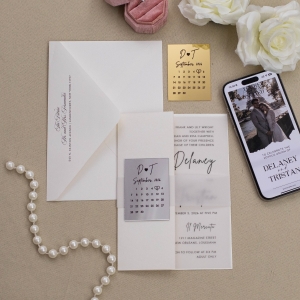 Vellum Wedding Invite with Acrylic NFC Tag RNFCI012