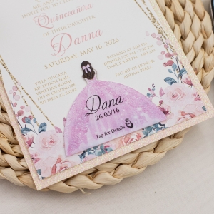 NFC Acrylic Dress Tag for Quinceañera Invitation RNFCI021