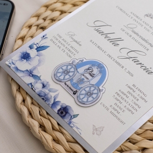 Carriage Acrylic Tag NFC Quinceañera Invitation Set RNFCI023