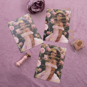Clear Layered Acrylic Quinceañera Photo Invitation RACRXV003