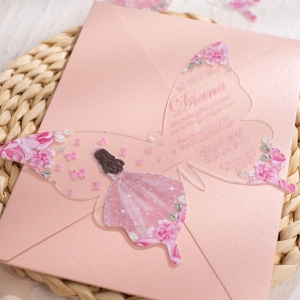 Princess Style Acrylic Butterfly Invitation RACRXV006