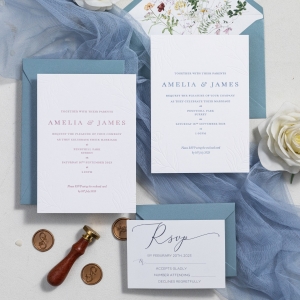 Elegant Floral Blind Letterpress Wholesale Wedding Invitation RLFI004