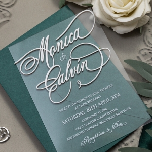 Frosted Acrylic Wedding Invitation With White UV Printing FACR01
