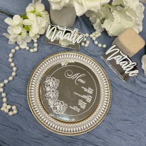 Modern Silver Mirror LED Custom Place Card RFGP001