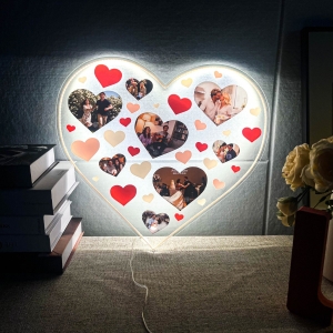 Romantic Heart-Shaped Multi-Photo Collage LED Sign RFGPS008