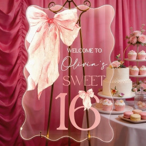 Sweet 16 Bow Acrylic LED Welcome Sign RFGBC052