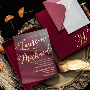 Simple Modern Clear Gold Acrylic Invitation Screen Printing ACR21