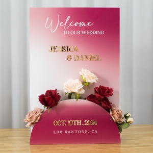 Flower Box Gradient PVC Foam Board Wedding Sign with 3D Letters RYK085