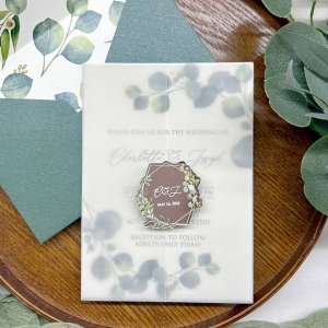 Greenery Vellum Pocket with Glowing Tag Wedding Invite RACRL019