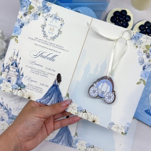 Cinderella Carriage Glow Tag Quinceañera Invitation Set RACRL020