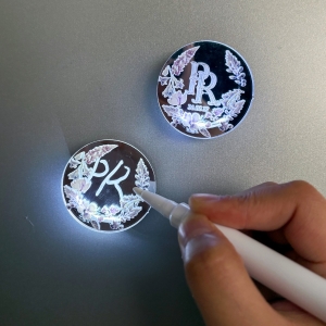 Luxury Glow Round Monogram Favor Magnets For Wedding RFGT014