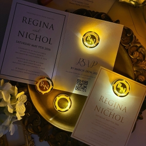 Classic White Folded Invite with Illuminated Monogram RACRL026