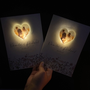 Heart Photo Tag Folded Wedding Invitation Set RACRL027