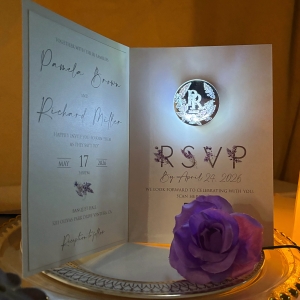 Wildflower Glow Monogram Folded Wedding Invitation Set RACRL025