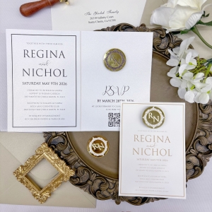 Classic White Folded Invite with Illuminated Monogram RACRL026