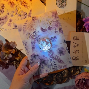 Lavender Vellum Invitation with Illuminated Tag RACRL042