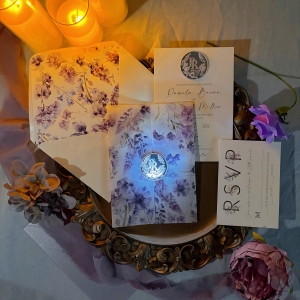 Lavender Vellum Invitation with Illuminated Tag RACRL042