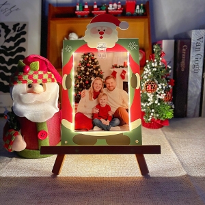 LED Santa Photo Frame  C Festive Light-Up Christmas Decoration for Holiday Memories GLS0010