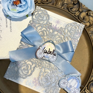 Glow Glittering Laser-Cut Carriage Tag Invitation RACRL033