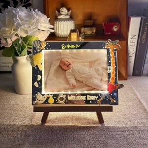 Brighten your nursery with this LED acrylic baby frame, featuring adorable cartoon animals  cute and charming for any little one  s room GLS0019