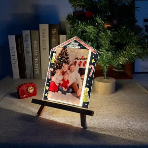Personalized Barn-Style Christmas Frame - LED Mirrored Acrylic Holiday Decor GLS0024