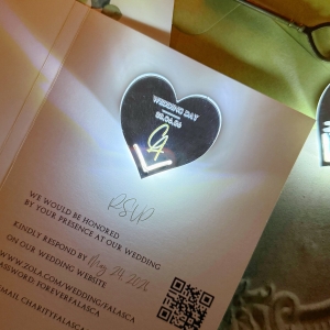 Eucalyptus Leaf Folded Invitation Set with Glowing Heart Tag RACRL041