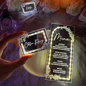 LED Silver Mirror Acrylic Place Card RFGP003
