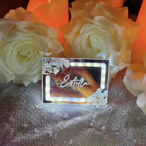 LED Silver Mirror Acrylic Place Card RFGP003
