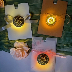 Vintage Pocket Wedding Invitation with Glowing Rose Tag RACRL048