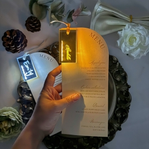 Minimalist Modern Menu Card with Glowing Place Cards RFGC003