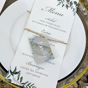 Rustic Green Leaf Menu Card with Glowing Place Tags RFGC002
