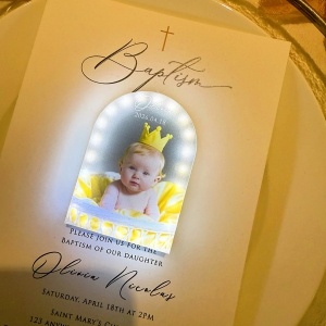 Baptism Invitation with Arch Glow Tag RACRL053