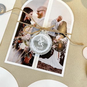 Arch Shape Gatefold All-in-one Wedding Invitations Set with Glowing Tag RACRL055