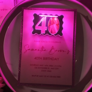 Birthday Invitation Set with Illuminated Tag for Adult Birthdays RACRL059