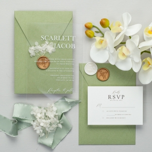 Simple Elegant White Ink Acrylic Wedding Invitations RACR34