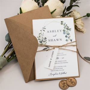 Rustic Greenery Monogram Backyard Wedding Invitation RDFR009 