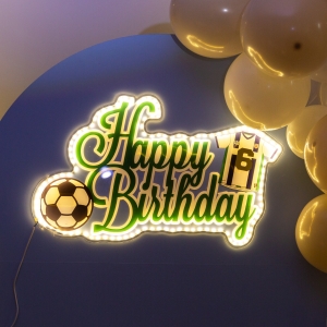 Football Themed Happy Birthday LED Backdrop Sign RFGBC045