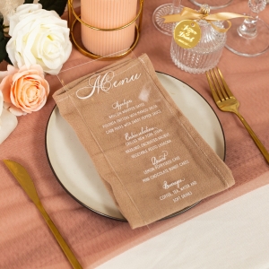 Luxury Clear Wedding Menu Card with White Ink RACRC005