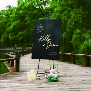 Modern Luxury Black Acrylic Wedding Signs With 3D Letters RYK069