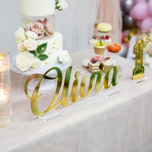  Custom Double-layered Top Table Acrylic Name Sign for Birthday RNSH013