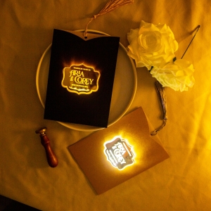 Laser Cut Panel Pocket Invitation with LED Tag RACRL066