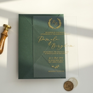 Simple Monogram Gold Acrylic Wedding Invitation RACR32