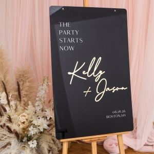 Modern Luxury Black Acrylic Wedding Signs With 3D Letters RYK069