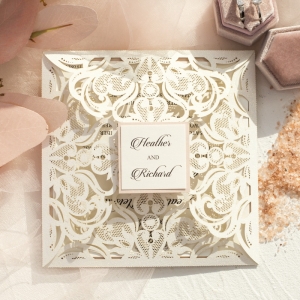 Elegant Glitter Paper Laser Cut Wholesale Wedding Invites Suite RWSWL0081