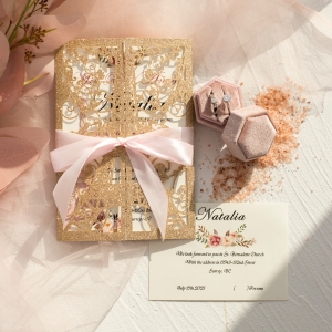 Luxurious REIffel Tower Glitter Paper Laser Cut Wedding Invitations RWPL0174G