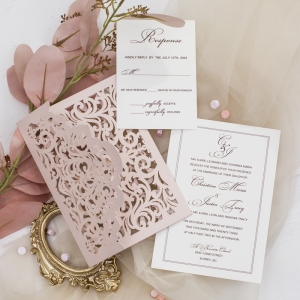 Elegant Laser Cut Envelope Wholesale Wedding Invitation Suite RWSWL0087